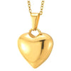 Womens Stainless Steel Gold Color Polished Puff Love Heart Pendant Necklace, 20 Inch Rope Chain - coolsteelandbeyond