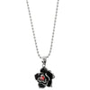 Womens Stainless Steel Vintage Rose Flower Pendant Necklace with Red Cubic Zirconia, 23.6 In Chain - COOLSTEELANDBEYOND Jewelry