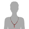 Y-Shape Statement Necklace Black Red Gem Stone Bead Charms Drop Dangle Pendant, Tribal Ethnic Folk - COOLSTEELANDBEYOND Jewelry