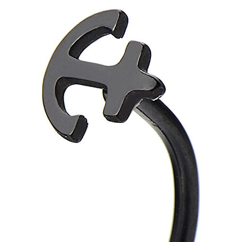 Black Marine Anchor Stainless Steel Body Jewelry Piercing Nose Hoop Ring - COOLSTEELANDBEYOND Jewelry