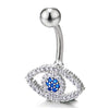 Cubic Zirconia Pave Evil Eye Belly Chain Belly Button Ring Body Jewelry Piercing Navel Ring - COOLSTEELANDBEYOND Jewelry