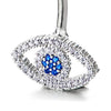 Cubic Zirconia Pave Evil Eye Belly Chain Belly Button Ring Body Jewelry Piercing Navel Ring - COOLSTEELANDBEYOND Jewelry
