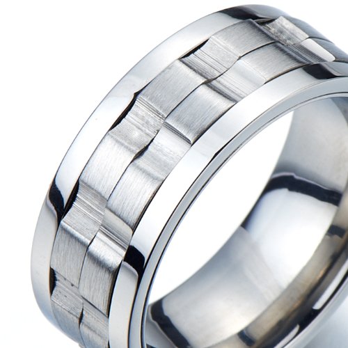 COOLSTEELANDBEYOND Refined Style Stainless Steel Spinner Unisex Ring Man Ring Comfort Fit 9mm - coolsteelandbeyond
