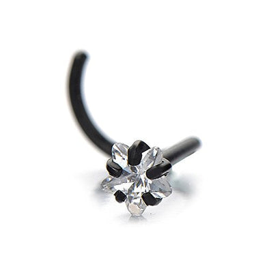 COOLSTEELANDBEYOND Stainless Steel Screw Nose Rings Studs with Star Cubic Zirconia Body Jewelry Piercing - coolsteelandbeyond
