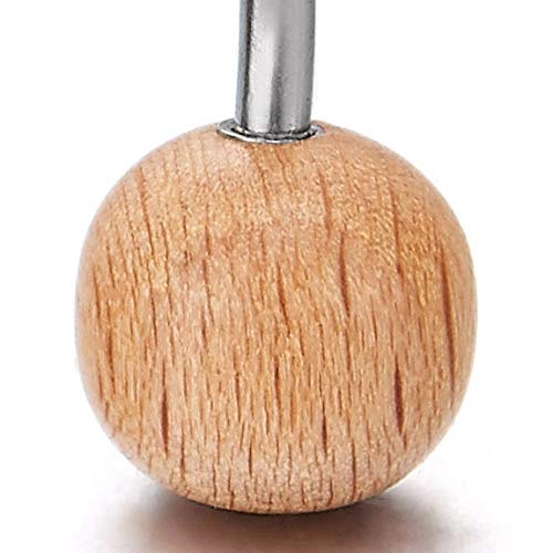 Wood Balls Surgical Steel Belly Button Ring Body Jewelry Piercing Ring Navel Ring Barbells - COOLSTEELANDBEYOND Jewelry