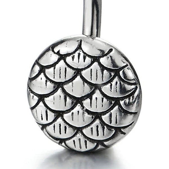 Surgical Steel Belly Button Ring Body Jewelry Piercing Ring Navel Ring Scales Pattern Circle - COOLSTEELANDBEYOND Jewelry
